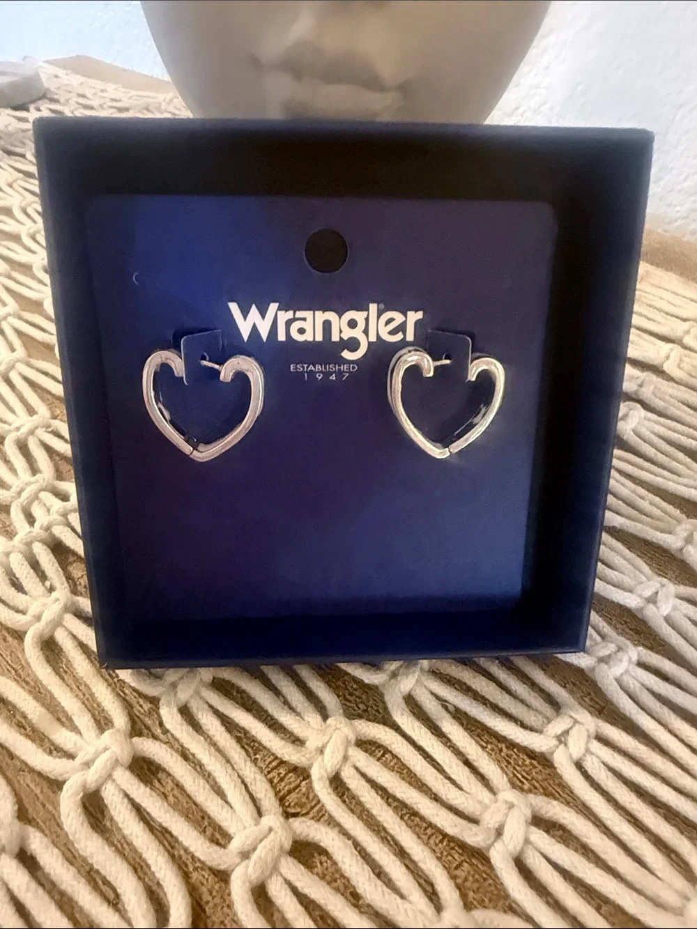 Wrangler Cow Print Open Heart Shape Earrings